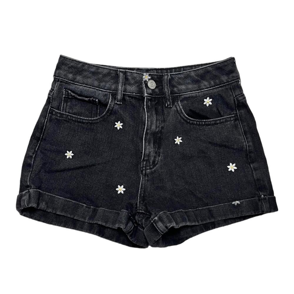 PacSun Daisy Mom Black Denim Shorts Size 24